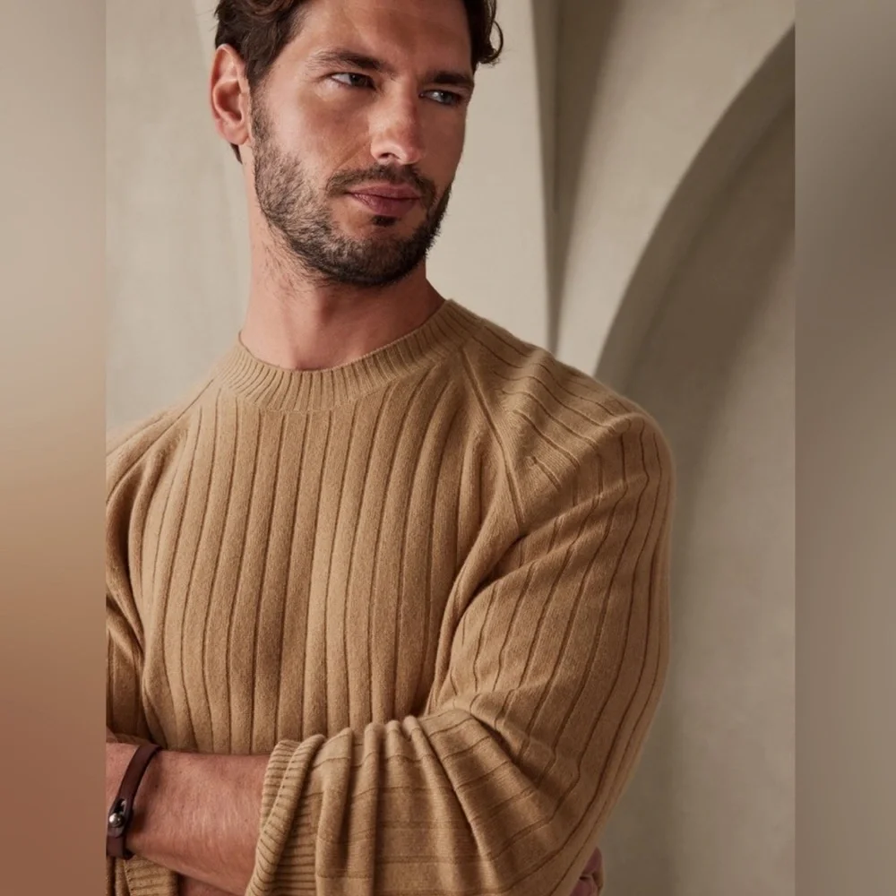Banana Republic Cashmere Sweater Scola Men’s Camel Medium